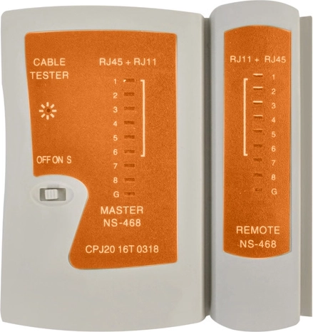 RJ45/RJ11 tester with LED indication