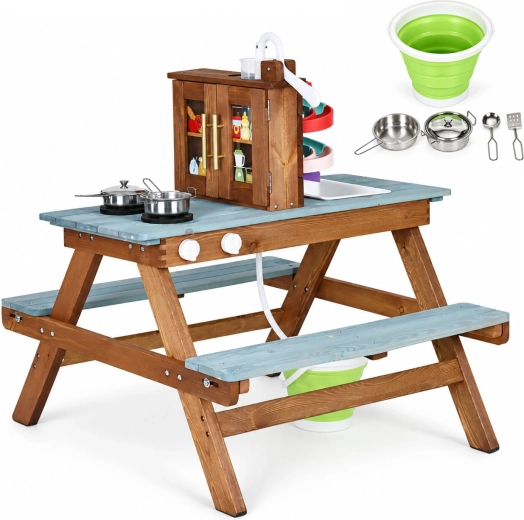 Puidust mudaköök koos piknikulauaga ECOTOYS