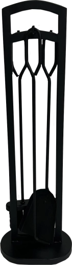 Kaminatööriistad alusega 70 cm – must metall, 3-osaline komplekt