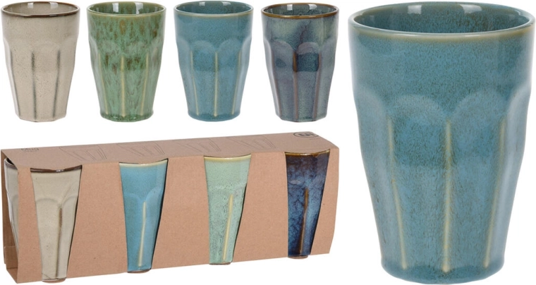 Porcelain handleless mug 330 ml – assorted colors (4 pcs)