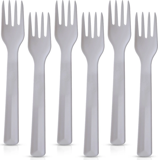 Plastic table forks Sandy 18 cm - 6 pcs – Grey