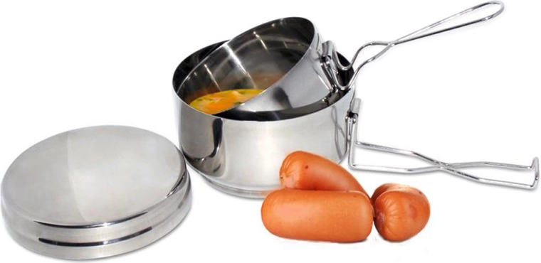 Mess kit TORO – stainless steel set of 2 bowls with lid, 0.45/0.9/1.9 l, diameter 12.9 and 15 cm
