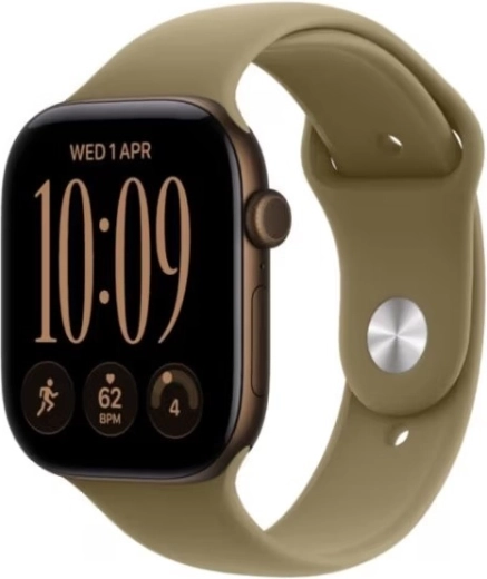 Apple Watch Series 12 GPS, 42 mm tumepruuni alumiiniumkorpuse ja oliivrohelise S/M spordirihmaga