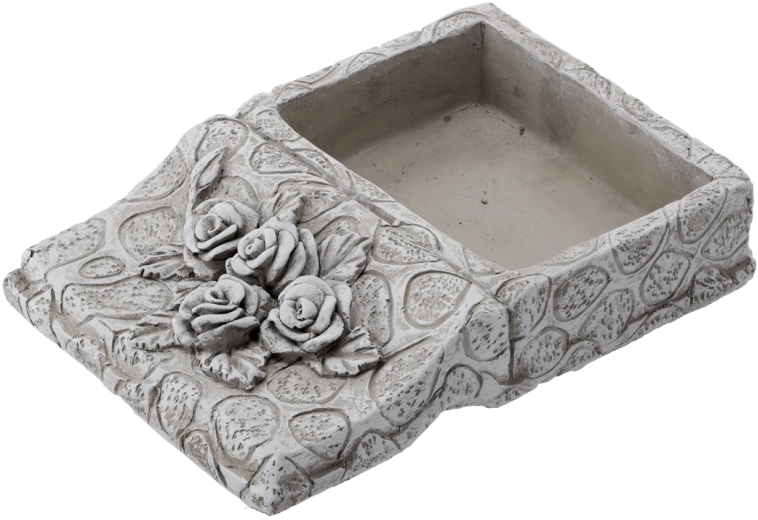 Raamatukujuline tsemendist lillepott, hall 23,5 × 17 × 5 cm