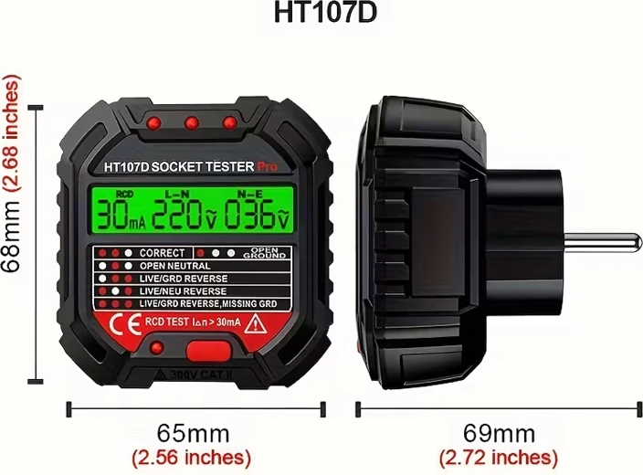 Pistiku pinge tester LCD-ga ja RCD-testiga HABOTEST HT107D