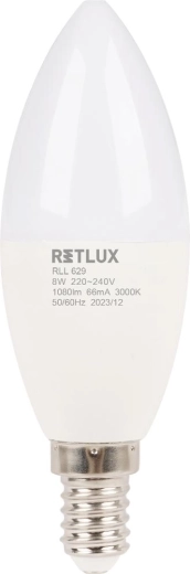 Retluxi LED-küünalpirn E14 8 W, soe valge