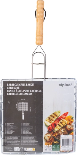 Grillrest liha grillimiseks puidust käepidemega 20 × 20 cm
