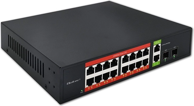 Gigabit PoE lüliti 16× RJ45, 2× RJ45 uplink, 2× SFP, 1000 Mb/s
