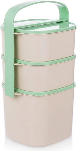 Plastist kolmekaubaline toidukandik 2 l + 2× 1,15 l
