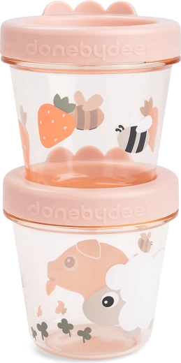 Done by Deer food containers for kids Tiny farm, pink, 2 pcs