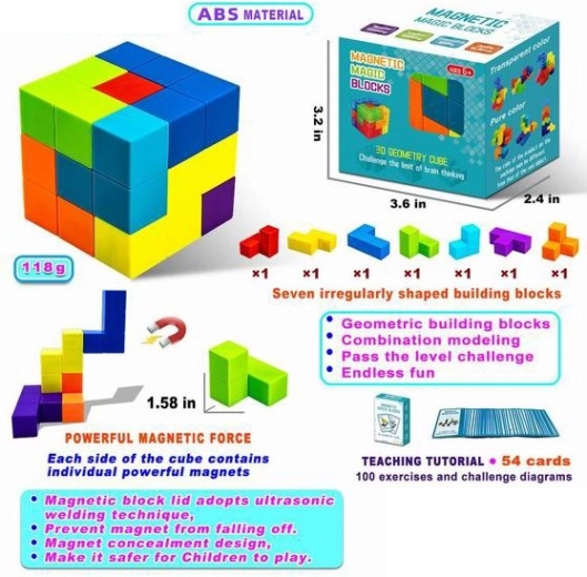 Magnetilised ehitusklotsid Magnetic Cubes – 7 klotsi komplekt