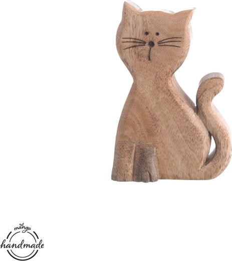 Puidust dekoratsioon kass Mango micka 15 cm - 1 tk