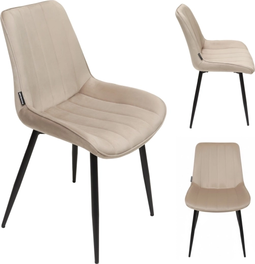 Loft-stiilis veluurist polsterdatud söögitool, beež – 1 tk