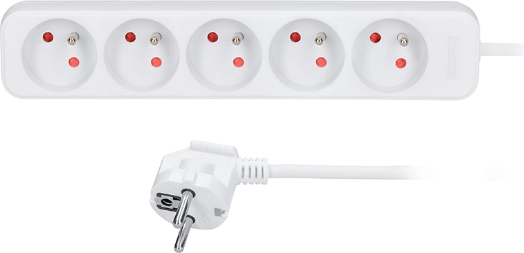 Solight pikendusjuhe 5 pesaga valge 5 m