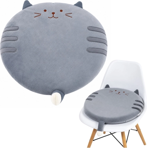Ümmargune plüüsist toolipadi kass, hall 40 cm