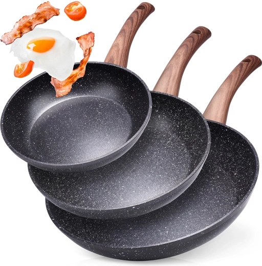 Graniitpannide komplekt black&wood 20/24/28 cm – 3 tk