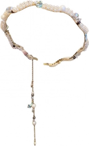 Decorative headband with seashell motif and faux pearls