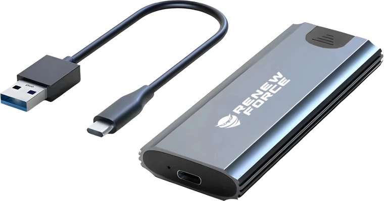 RENEW FORCE External Aluminum Enclosure for M.2 SATA III and NVMe SSDs