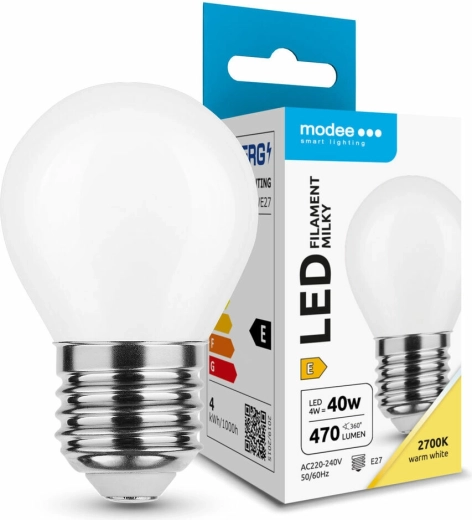 Modee LED-filament pirn, matt minigloobus G45 4 W E27 2700 K - 1 tk