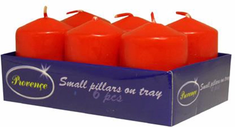 Punaste silindriküünalde komplekt 6 tk 3,8 × 5,5 cm