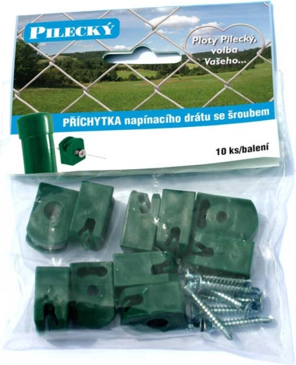 Tension wire clamp with screw, green (10 pcs)