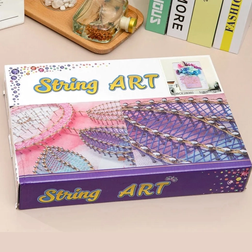 String Art Creative Kit with LED Lights 21 × 30 cm – Hedgehog in Flowers