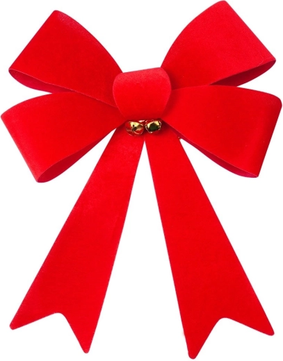 Christmas Velvet Decorative Bow 35 × 46 cm with Golden Bells