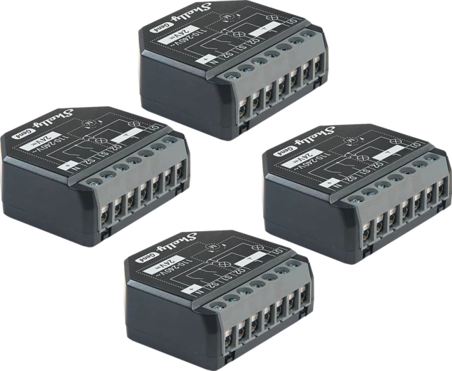 4 Shelly 2PM Gen4 Pro kontrolleri komplekt rulood ja seadmed Zigbee/Matter