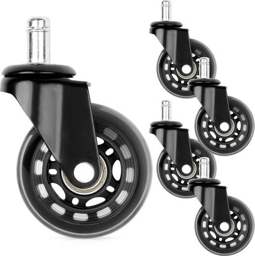 Kontoritooli kummist rattad 63 mm, tikk 10 mm, 5 tk
