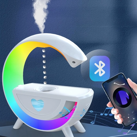 Antigravitatsiooniline õhuniisutaja aroomiteraapia, RGB öölambi ja Bluetooth-kõlariga