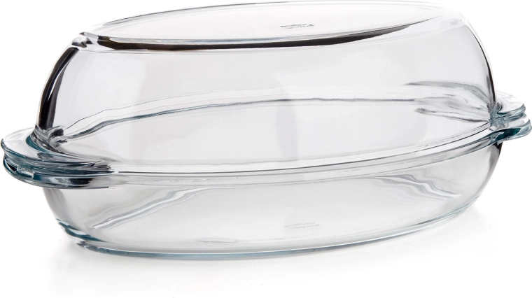 Klaasist ovaalne küpsetusvorm kaanega 4,6 l (2,8 + 1,8 l), 34 × 19,6 cm