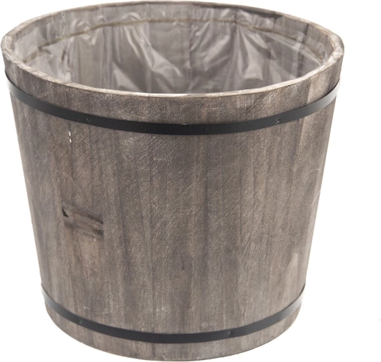 Lillepott puidust ja metallist, hall 20 × 20 × 24 cm