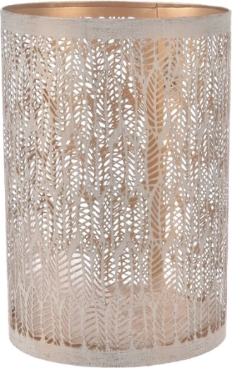 Küünlajalg LEAF metallist beež-kuldne 18 cm
