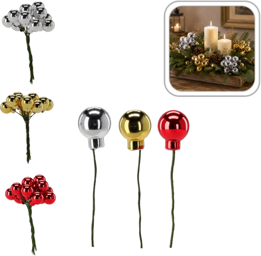 Jõuluehete komplekt traadil, värvide segu – 6 tk