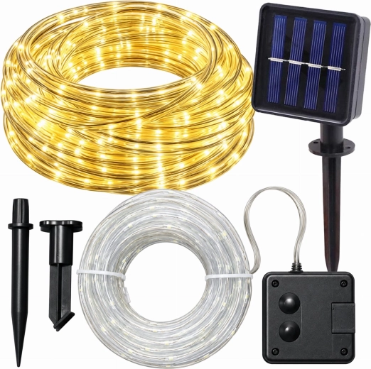 12 m Solar LED String Lights with Warm White Light and 8 Modes