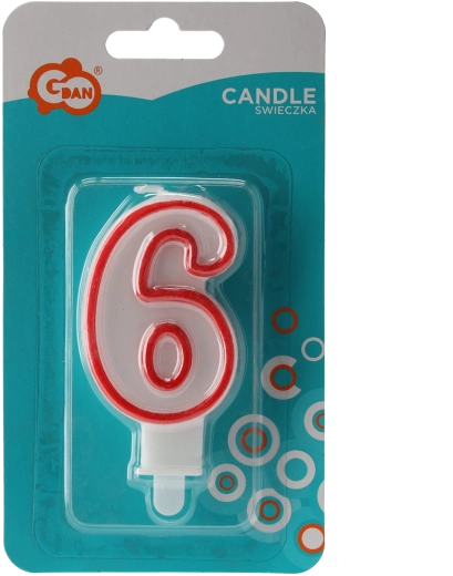Sädelev sünnipäevaküünal number 6, 13 cm