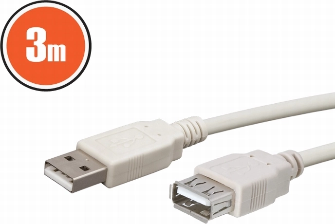USB-pikenduskaabel A, 3 m, valge
