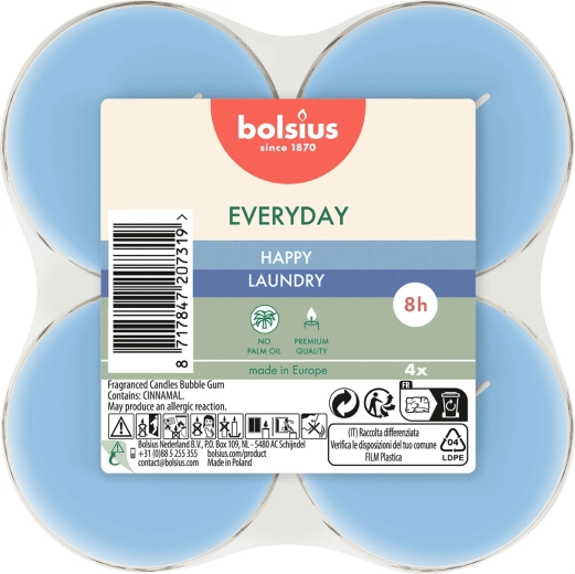 Maxi teeküünlad Happy Laundry, 4 tk komplekt
