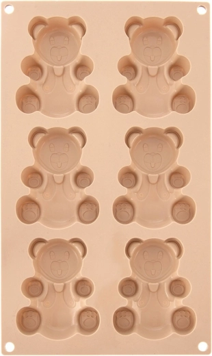 Silikoonvorm küpsistele ja muffinitele, karud 30 × 17,5 × 2 cm, beež