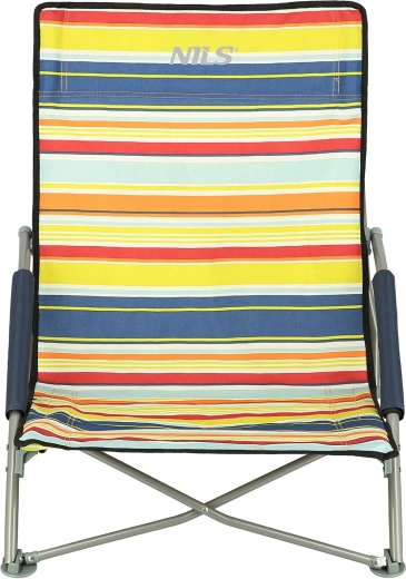 NILS folding beach chair, blue-yellow
