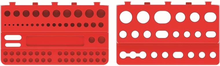 Tööriistahoidikute komplekt paneelidele BINEER SHELFS, plast, punane (2 tk)