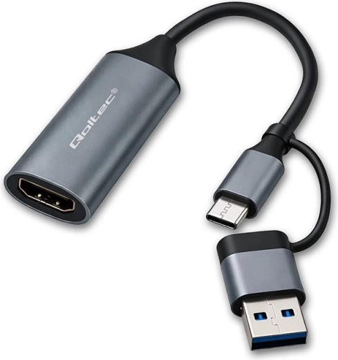 USB‑C/USB‑A HDMI‑adapter 4K 30 Hz alumiiniumist