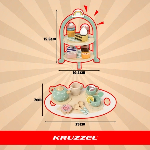 Kruzzeli puidust laste teeserviis alusega