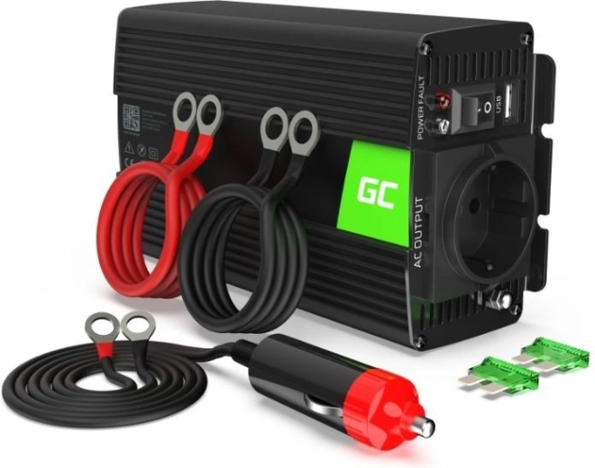 Pingeinverter GREEN CELL 12 V → 230 V 300 W / 600 W puhta siinuslainega