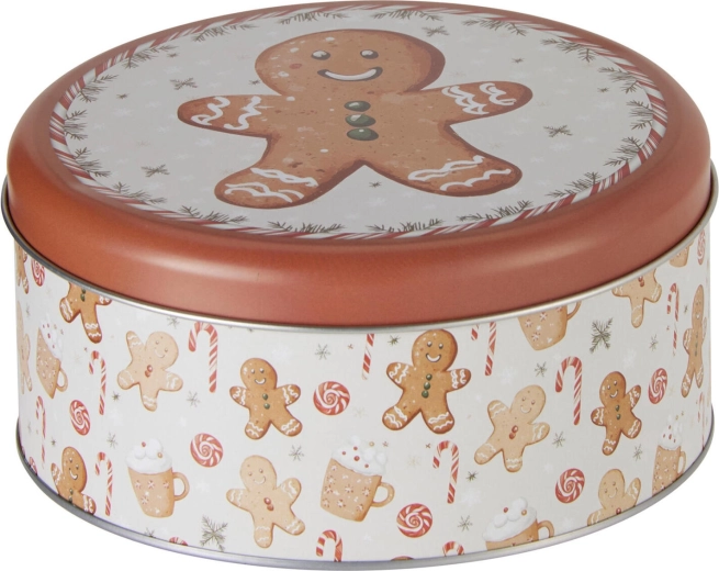 Round Christmas tin with gingerbread motif - 1 piece
