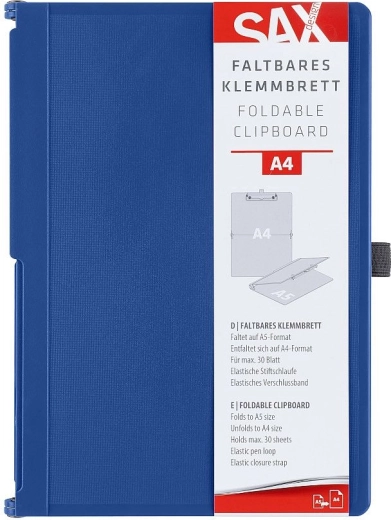 Suletavad kirjutusalused klambriga SAX A4 sinised