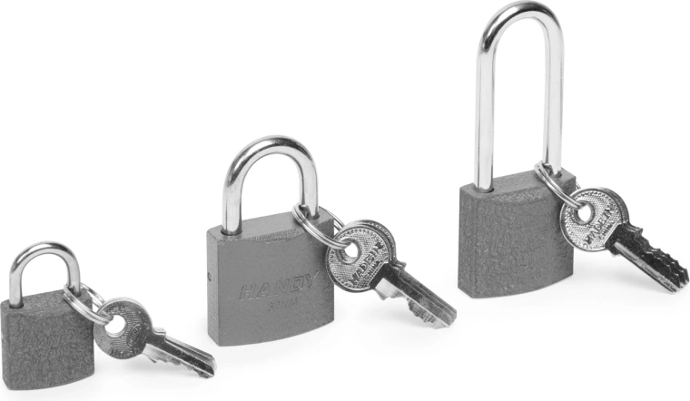 Kolme võtmega tabalukkude komplekt – 3 tk