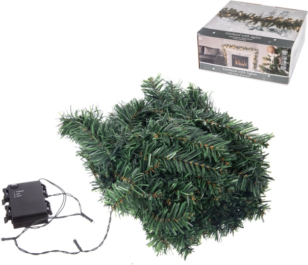 Roheline LED-valguskett taimeriga 270 cm (30 LED)