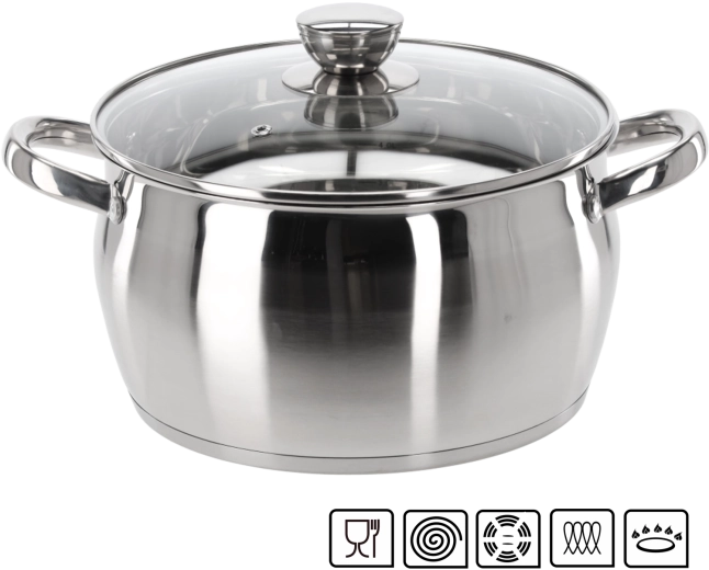 Roostevabast terasest pott kaanega Belly 5 l 24 cm