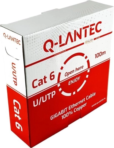 Q-LANTEC U/UTP Cat.6 Data Cable, PVC Eca, 100 m